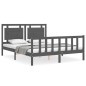 vidaXL Estructura de cama matrimonio con cabecero madera maciza gris vidaXL Estructura de cama matrimonio con cabecero madera maciza gris