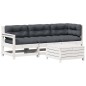 vidaXL Set muebles jardín 4 pzas con cojines madera maciza pino blanco vidaXL Set muebles jardín 4 pzas con cojines madera maciza pino blanco