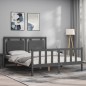 vidaXL Estructura de cama matrimonio con cabecero madera maciza gris vidaXL Estructura de cama matrimonio con cabecero madera maciza gris