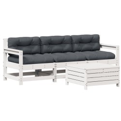 vidaXL Set muebles jardín 4 pzas con cojines madera maciza pino blanco