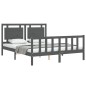 vidaXL Estructura de cama matrimonio con cabecero madera maciza gris vidaXL Estructura de cama matrimonio con cabecero madera maciza gris