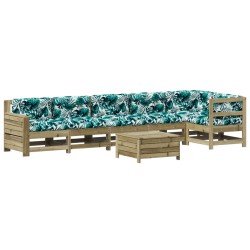 vidaXL Juego de muebles jardín 7 pzas y cojines madera pino impregnada