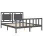 vidaXL Estructura de cama matrimonio con cabecero madera maciza gris vidaXL Estructura de cama matrimonio con cabecero madera maciza gris