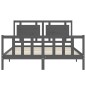 vidaXL Estructura de cama matrimonio con cabecero madera maciza gris vidaXL Estructura de cama matrimonio con cabecero madera maciza gris