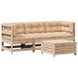 vidaXL Juego de muebles de jardín 4 pzas y cojines madera maciza pino vidaXL Juego de muebles de jardín 4 pzas y cojines madera maciza pino