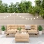 vidaXL Juego de muebles de jardín 4 pzas y cojines madera maciza pino vidaXL Juego de muebles de jardín 4 pzas y cojines madera maciza pino