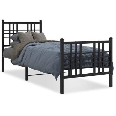 vidaXL Estructura de cama con cabecero y estribo metal negro 80x200 cm
