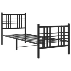 vidaXL Estructura de cama con cabecero y estribo metal negro 80x200 cm