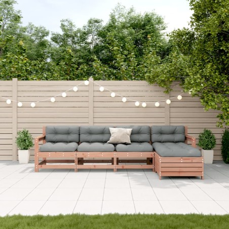 vidaXL Juego de muebles jardín 5 pzas y cojines madera abeto Douglas