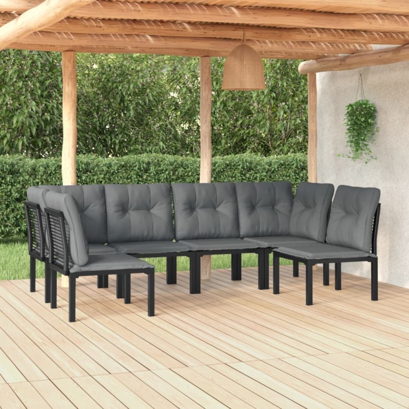 vidaXL Juego de muebles de jardín 6 pzas ratán sintético negro y gris vidaXL Juego de muebles de jardín 6 pzas ratán sintético negro y gris