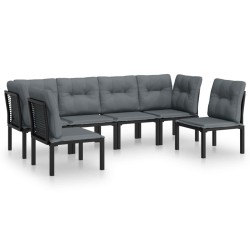 vidaXL Juego de muebles de jardín 6 pzas ratán sintético negro y gris