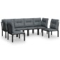 vidaXL Juego de muebles de jardín 6 pzas ratán sintético negro y gris vidaXL Juego de muebles de jardín 6 pzas ratán sintético negro y gris