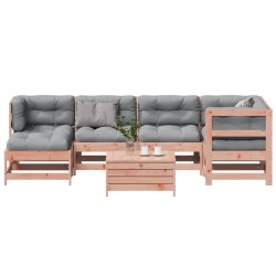 vidaXL Juego de muebles jardín 7 pzas y cojines madera abeto Douglas