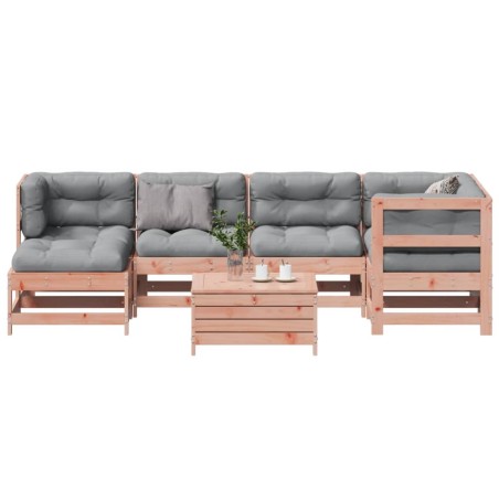vidaXL Juego de muebles jardín 7 pzas y cojines madera abeto Douglas