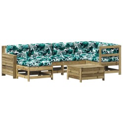 vidaXL Juego de muebles jardín 7 pzas y cojines madera pino impregnada