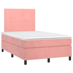 vidaXL Cama box spring con colchón terciopelo rosa 120x190 cm
