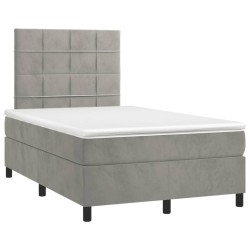 vidaXL Cama box spring con colchón terciopelo gris claro 120x190 cm