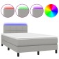 vidaXL Cama box spring con colchón y LED tela gris claro 120x190 cm