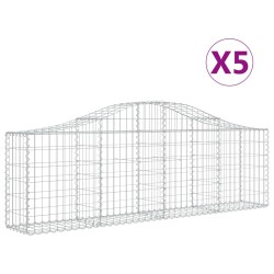 vidaXL Cestas de gaviones 5 uds forma de arco hierro 200x30x60/80 cm
