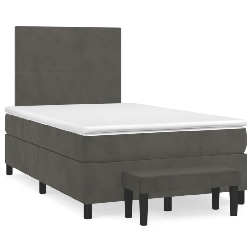 vidaXL Cama box spring con colchón terciopelo gris oscuro 120x190 cm