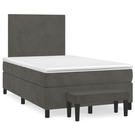 vidaXL Cama box spring con colchón terciopelo gris oscuro 120x190 cm