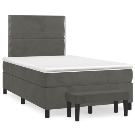 vidaXL Cama box spring con colchón terciopelo gris oscuro 120x190 cm