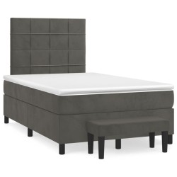vidaXL Cama box spring con colchón terciopelo gris oscuro 120x190 cm