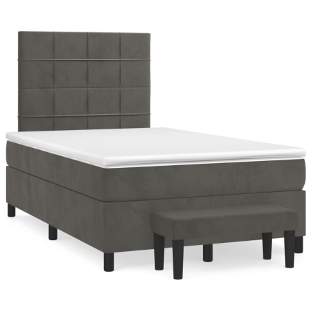 vidaXL Cama box spring con colchón terciopelo gris oscuro 120x190 cm