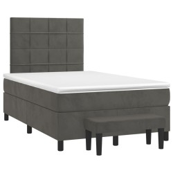 vidaXL Cama box spring con colchón terciopelo gris oscuro 120x190 cm