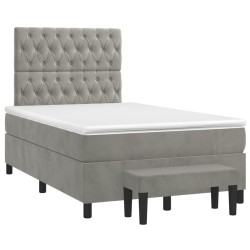 vidaXL Cama box spring con colchón terciopelo gris claro 120x190 cm