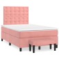 vidaXL Cama box spring con colchón terciopelo rosa 120x190 cm vidaXL Cama box spring con colchón terciopelo rosa 120x190 cm