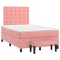 vidaXL Cama box spring con colchón terciopelo rosa 120x190 cm vidaXL Cama box spring con colchón terciopelo rosa 120x190 cm