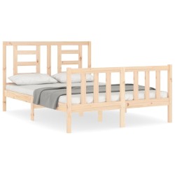vidaXL Estructura de cama con cabecero madera maciza 140x200 cm
