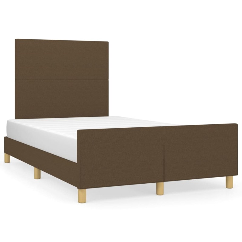vidaXL Estructura de cama con cabecero tela marrón oscuro 120x190 cm vidaXL Estructura de cama con cabecero tela marrón oscuro 120x190 cm
