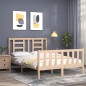 vidaXL Estructura de cama con cabecero madera maciza 140x200 cm