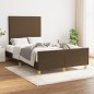 vidaXL Estructura de cama con cabecero tela marrón oscuro 120x190 cm vidaXL Estructura de cama con cabecero tela marrón oscuro 120x190 cm