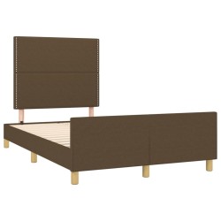 vidaXL Estructura de cama con cabecero tela marrón oscuro 120x190 cm