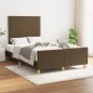 vidaXL Estructura de cama con cabecero tela marrón oscuro 120x190 cm vidaXL Estructura de cama con cabecero tela marrón oscuro 120x190 cm