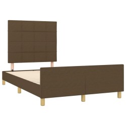 vidaXL Estructura de cama con cabecero tela marrón oscuro 120x190 cm