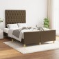 vidaXL Estructura de cama con cabecero tela marrón oscuro 120x190 cm vidaXL Estructura de cama con cabecero tela marrón oscuro 120x190 cm