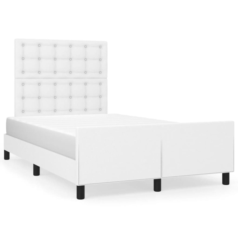 vidaXL Estructura cama con cabecero cuero sintético blanco 120x190 cm vidaXL Estructura cama con cabecero cuero sintético blanco 120x190 cm