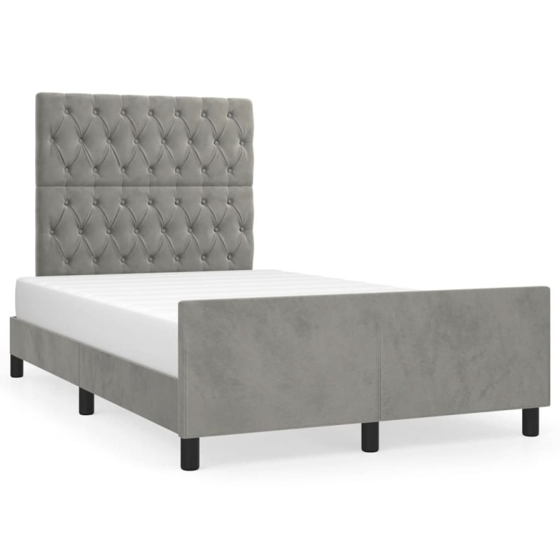 vidaXL Estructura cama con cabecero terciopelo gris claro 120x190 cm vidaXL Estructura cama con cabecero terciopelo gris claro 120x190 cm