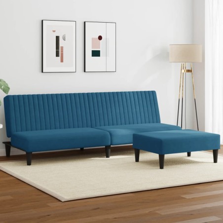 vidaXL Juego de sofás 2 piezas terciopelo azul