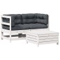 vidaXL Set de muebles de jardín 3 pzas con cojines madera pino blanco vidaXL Set de muebles de jardín 3 pzas con cojines madera pino blanco