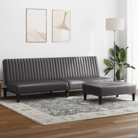 vidaXL Juego de sofás 2 piezas cuero sintético gris