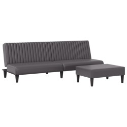 vidaXL Juego de sofás 2 piezas cuero sintético gris