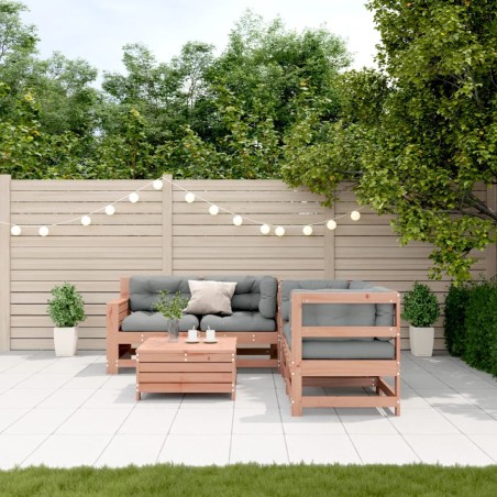 vidaXL Juego de muebles jardín 5 pzas y cojines madera abeto Douglas