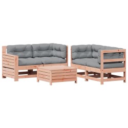 vidaXL Juego de muebles jardín 5 pzas y cojines madera abeto Douglas