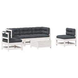 vidaXL Set muebles jardín 6 pzas con cojines madera maciza pino blanco