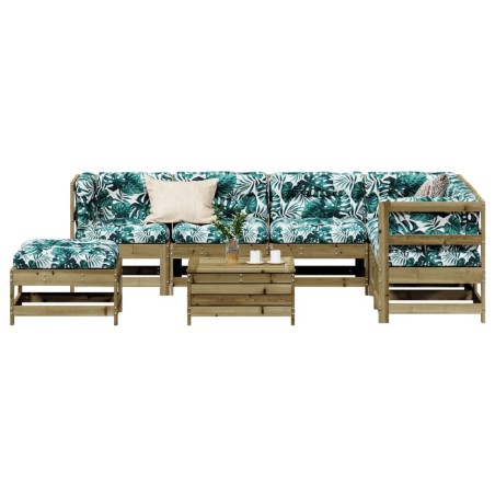 vidaXL Juego de muebles jardín 8 pzas y cojines madera pino impregnada